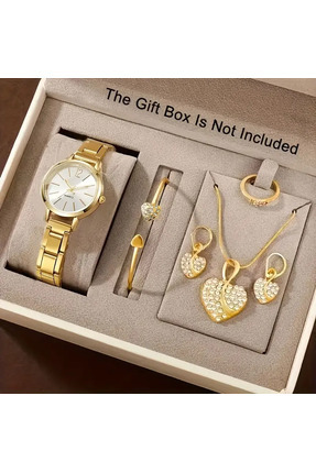 Gold Renk Yüzük 6 Adet Set Kadın Hediye Sevgiliye Hediye Doğum Günü Anneler Günü Hediyesi Image 0