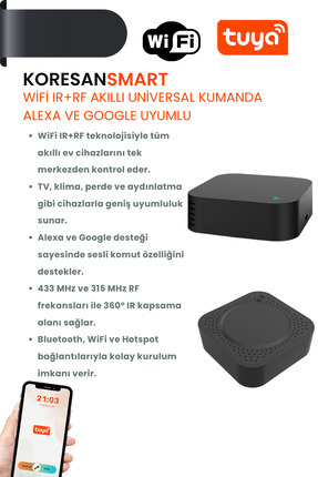 WiFi IR+RF Akıllı Universal Kumanda – Alexa ve Google Uyumlu Image 0