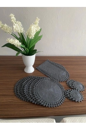 El örğüsü 6 kişilik 13 parça Polyester Makrome Supla Runner Takımı Image 0