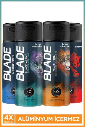 Erkek Deodorant Seti  4x150 Ml (Black Alpha,Night Fire,Self Confidence,Marine Fresh) Leke Bırakmaz Image 0