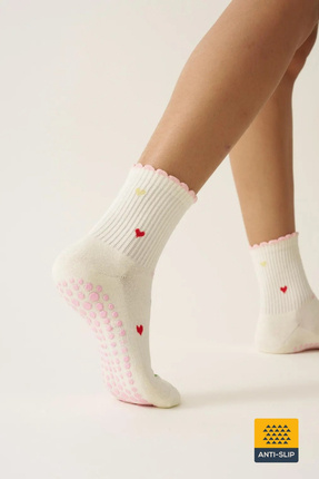 Orijinal Kadın Yeni Sezon Girly Sweet Trend Model Pilates ve Yoga Kaydırmaz Tabanlı Çorap 1 Çift Image 0