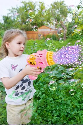 brkx TABANCASI LİKİTLİ PİLLİ 23 DELİKLİ PEMBE BALONCUK MAKİNESİ BUBBLE GUN gextr 968593 Image 0