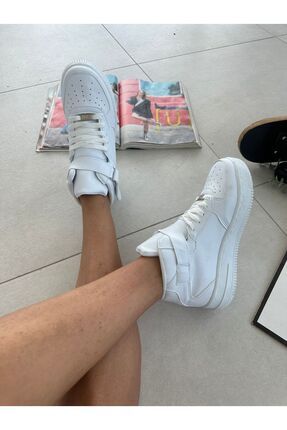 Unısex Beyaz Kadın Erkek Çocuk Bilekli Spor Ayakkabı Image 3