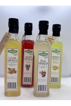 Yusuf Efendi %100 Doğal Fermente Sirke 4’lü Set (Ceviz, Üzüm, Alıç, Ananas) – 500 ml x 4 Image 0