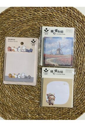 3 ADET RENKLİ YAPIŞKANLI NOT KAĞIDI OKUL OFİS 75*75MM 50ADET Image 0