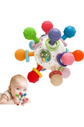Bebek Montessori Duyusal Diş Kaşıyıcı Top – Motor Becerileri Gelişim Oyuncağı Image 0