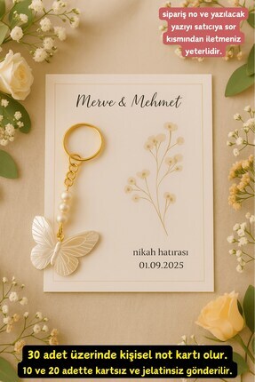 Kelebek 10 Adet Anahtarlık - Nişan Hediye - Kına Hediye - Nikah Hediye - Söz Hediye - Bride Image 0