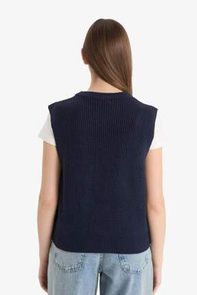 Oversize Geniş Kalıp Bisiklet Yaka Triko Süveter S0375AZ25WN Image 5