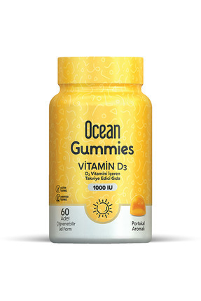 Gummies Vitamin D3 1000IU 60 Çiğnenebilir Portakallı Jel Form Image 0