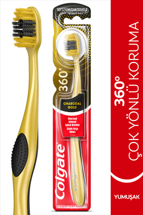 360 Charcoal Gold Çok Yönlü Koruma Yumuşak Diş Fırçası Image 0