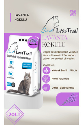 Trail 20 Lt Ince Tane Lavanta Kokulu Beyaz Bentonit Kedi Kumu Image 1