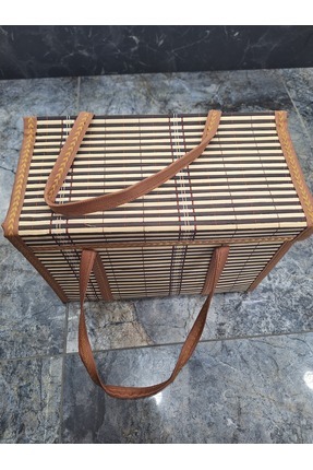36x25x17 Cm Katlanabilir Taşınabilir Hasır Piknik Seyahat Çantası Piknik Sepeti Image 0