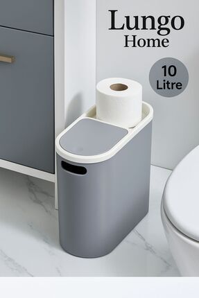 Banyo,Mutfak Ve Ofis Çöp Kovası 10 Litre GRİ BEYAZ Image 0