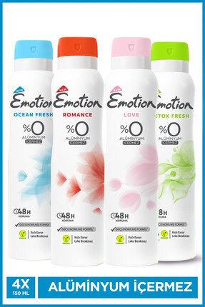 Kadın Vegan Deodorant Set 4x150 Ml (Romance,Love, Detox Fresh,Ocean Fresh) Leke Bırakmaz Image 0