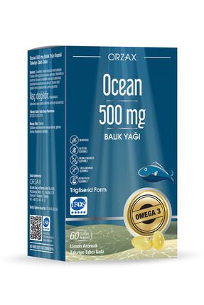 Orzax 500mg Saf Balık Yağı Limon Aromalı Blister 60 Kapsül Image 0