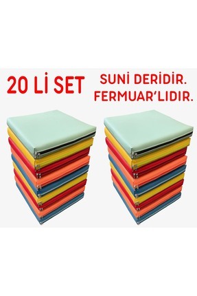 Okul Anaokulu Kreş 20'li Set 40x40x5 Cm Içi Süngerli Renkli Minder Seti Oyun Minderi Image 0