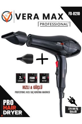 Profesyonel Kuaför Saç Kurutma & Düzleştirici Turbo Fön Makinası 2500WT 2YılGaranti Bay& FD8210 Image 0