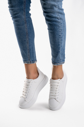 Kadın Erkek Beyaz Kalın Taban Günlük Spor Ayakkabı Sneaker Image 0