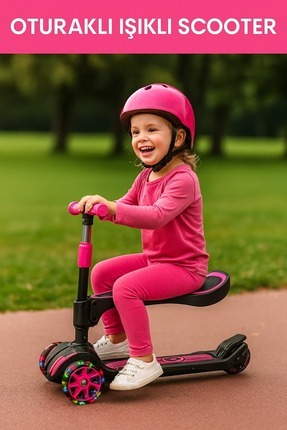 Oturaklı Scooter Işıklı 3 Tekerlekli Combo Scooter 3+ Yaş Image 0