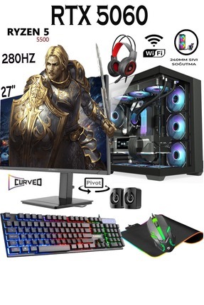 REBİRTH X56 Ryzen 5 5500 32GB 1TB M.2 SSD RTX5060 GDDR7 27'' 280HZ Curved Masaüstü Oyuncu Bilgisayar Image 0