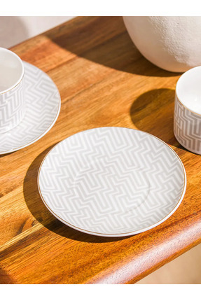 LCW HOME Gri Baskılı 2 Kişilik Porselen Kahve Fincan Takımı 90 Ml Image 1