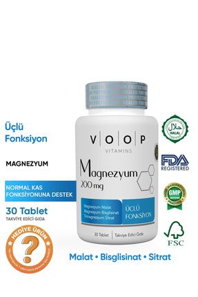 Magnezyum Malat, Sitrat Ve Bisglisinat - 200 Mg | 30 Tablet Image 0