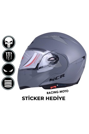 Çene Açılır Nardo Gri Kask (ECE BELGELİ) Sticker Hediyeli Image 0