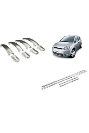 Ford Fiesta 2002 Uyumlu Set Kapı Kolu 4 Kapı Ve Cam Çıtası 4 Parça Krom Paslanmaz Çelik Image 0