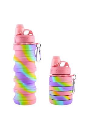 Suluk Katlanabilir Portatif Silikon Su Şişesi İlkokul Çocuklarına Uygun Suluk Matara 500 Ml Image 0