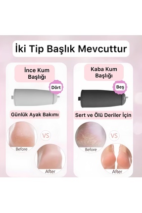 (Sadece Yedek Başlık) Şarjlı Ayak Topuk Törpüsü Yedek Başlıkları 2 Adet Yedek Başlık Image 1