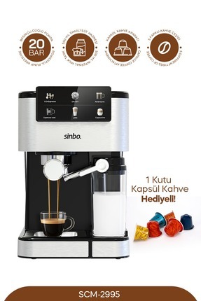 Scm‑2995 Kapsüllü & Toz Kahve Espresso Makinesi – 20 bar Basınç, Süt Haznesi, Dokunmatik Image 0