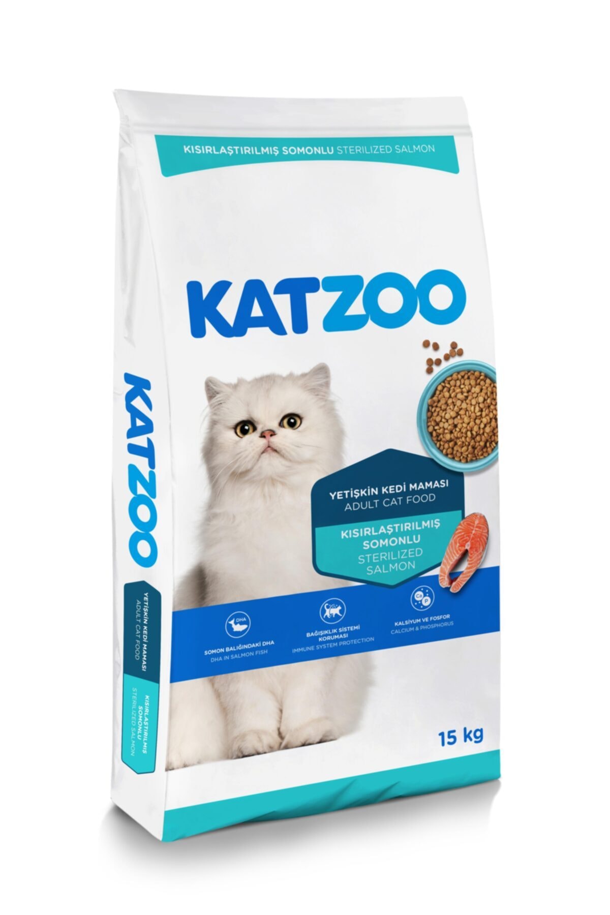 katzoo Kısırlaştırılmış Somonlu Yetişkin Kedi Maması 15kg