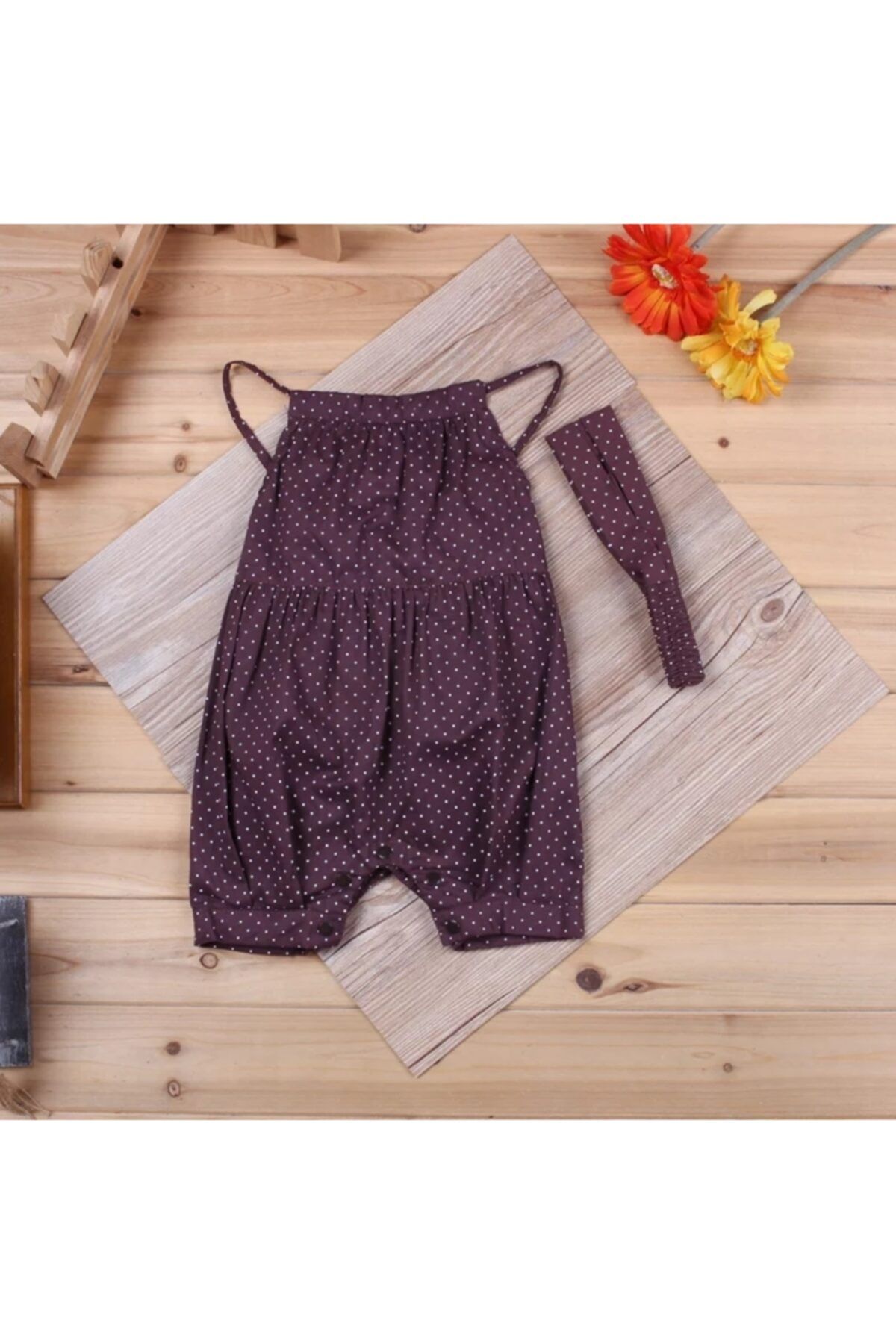 Little Sweet Things Kız Bebek Puantiyeli Salopet Romper Tulum