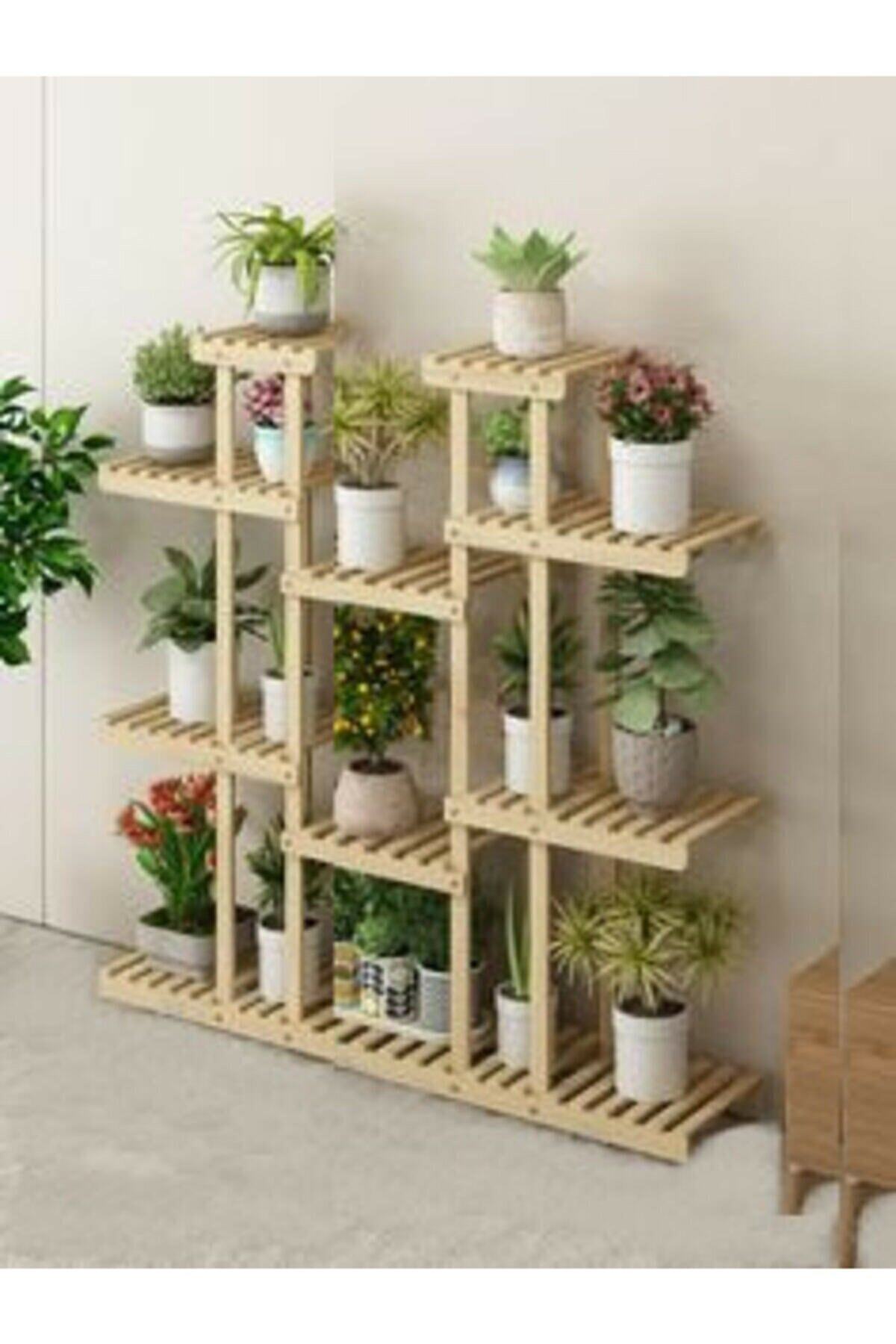 DLN Wooden Design Ahşap Saksılık Çiçeklik Kitaplık Saksı Standı No8