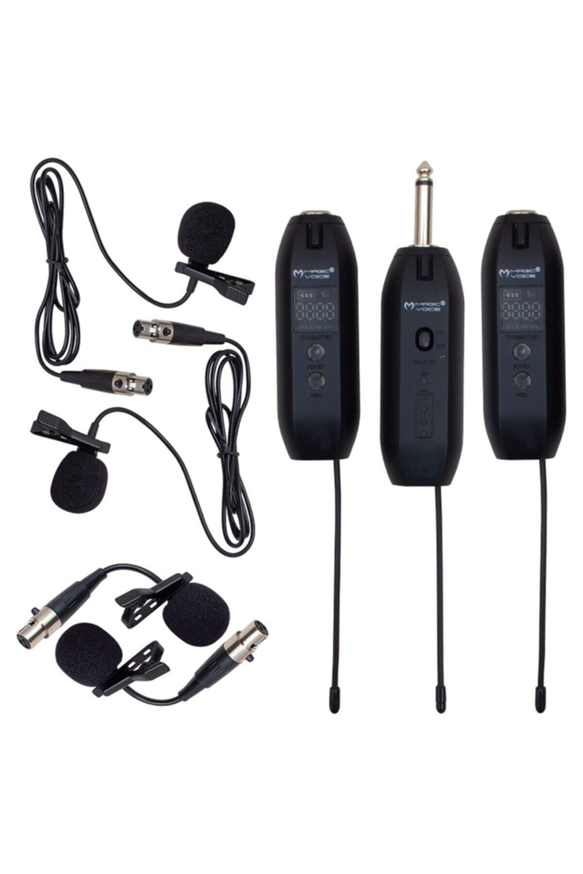 MagicVoice Magıcvoıce Mv-19596 Uhf Enstrüman Tip Kablosuz Mikrofon Üçlü Set(kürsü-yaka Mik Li)xrl Li