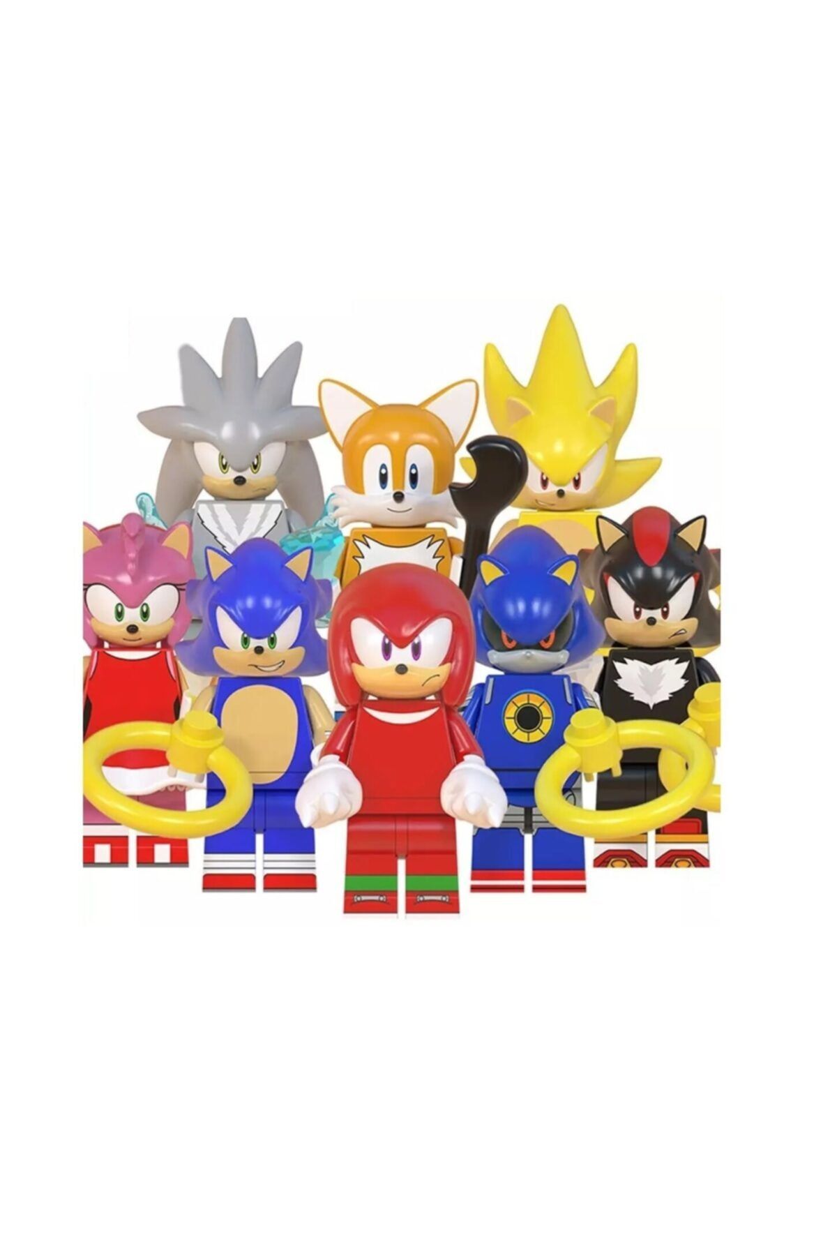 Xinh Super Metal Sonic Game Mini Figür Set Shadow Silver Tails Knuckle