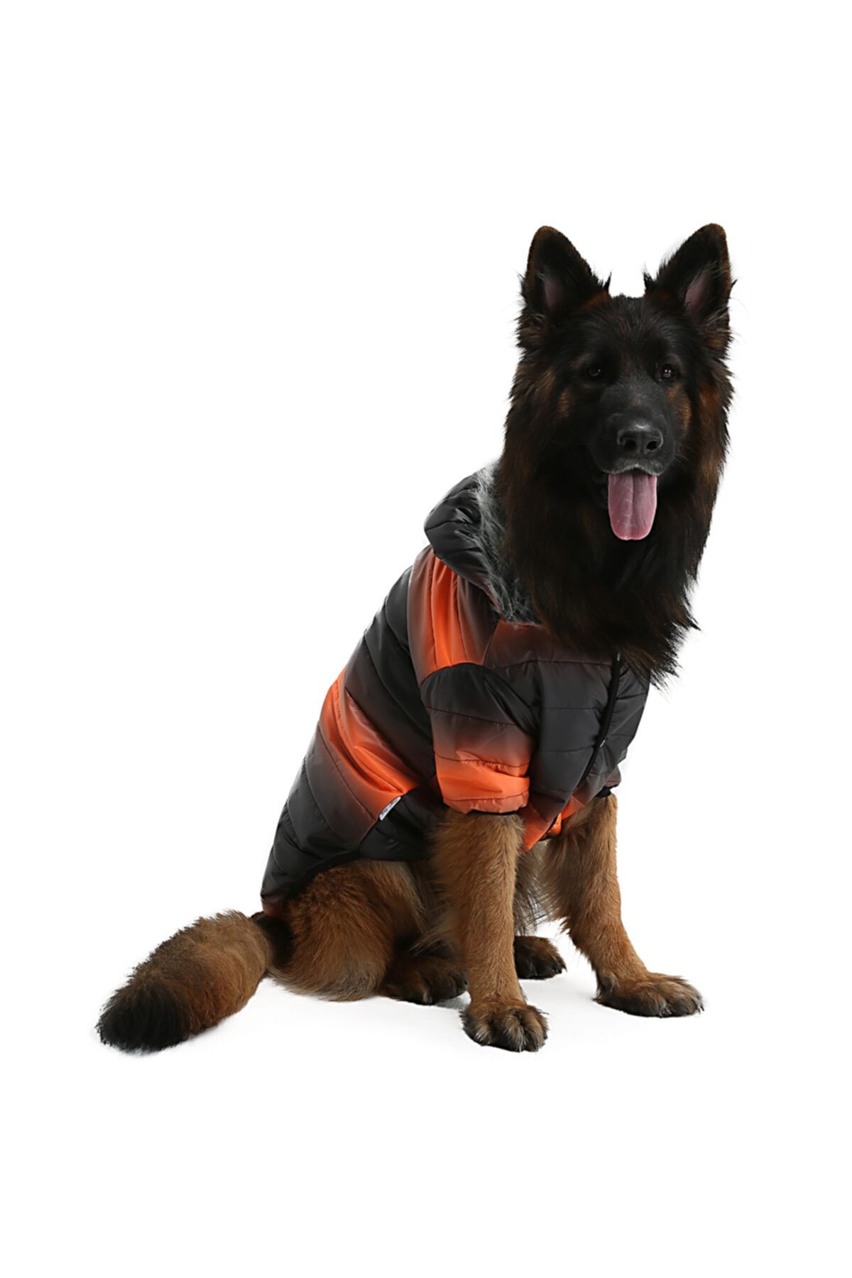DOGİ&DOG Büyük Irk Black-neon Oranj Puf Köpek Montu-köpek Yağmurluğu