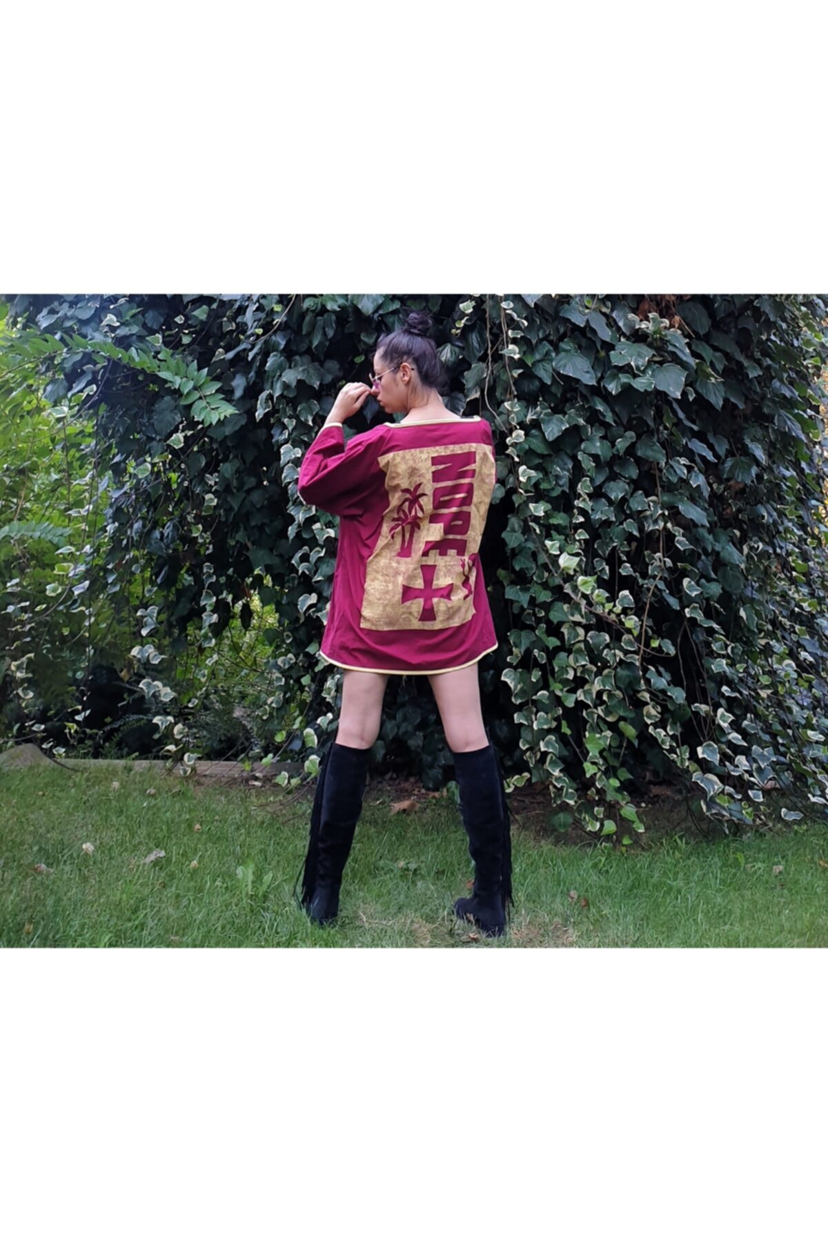 Fi designer Kadın  Tasarım Boya Detaylı Kimono