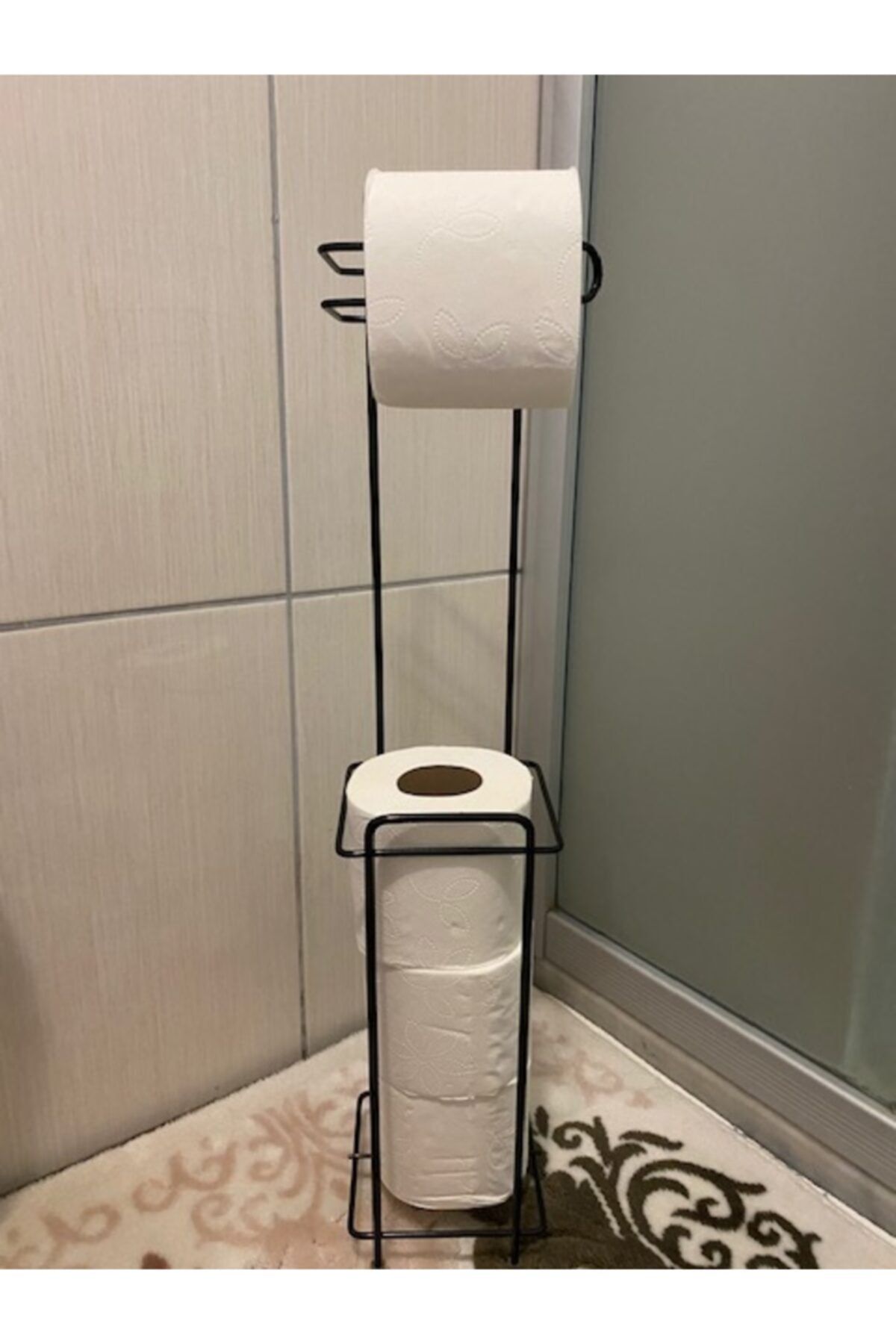 RENKYAPI Kaliteli Siyah Ayaklı Tuvalet Kağıtlığı Wc Kağıtlık Paslanmaz Yedekli Tuvalet Kağıtlığı