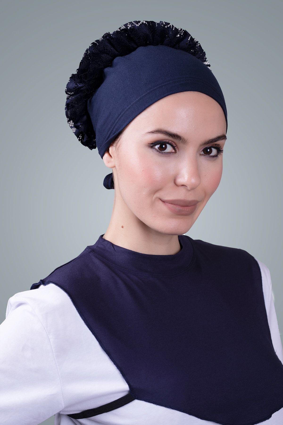 HÜRREM BONE Lacivert Tesettür Boyunluk Viskon Kumaş Düz