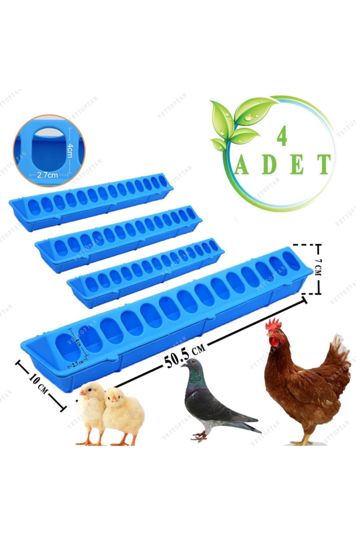 Marka Sida Civciv Bıldırcın Yemlik Keklik Tavuk Yemliği 50 Cm 4 Adet Plastik Sülün Hindi Brahma Kaz Yavruları