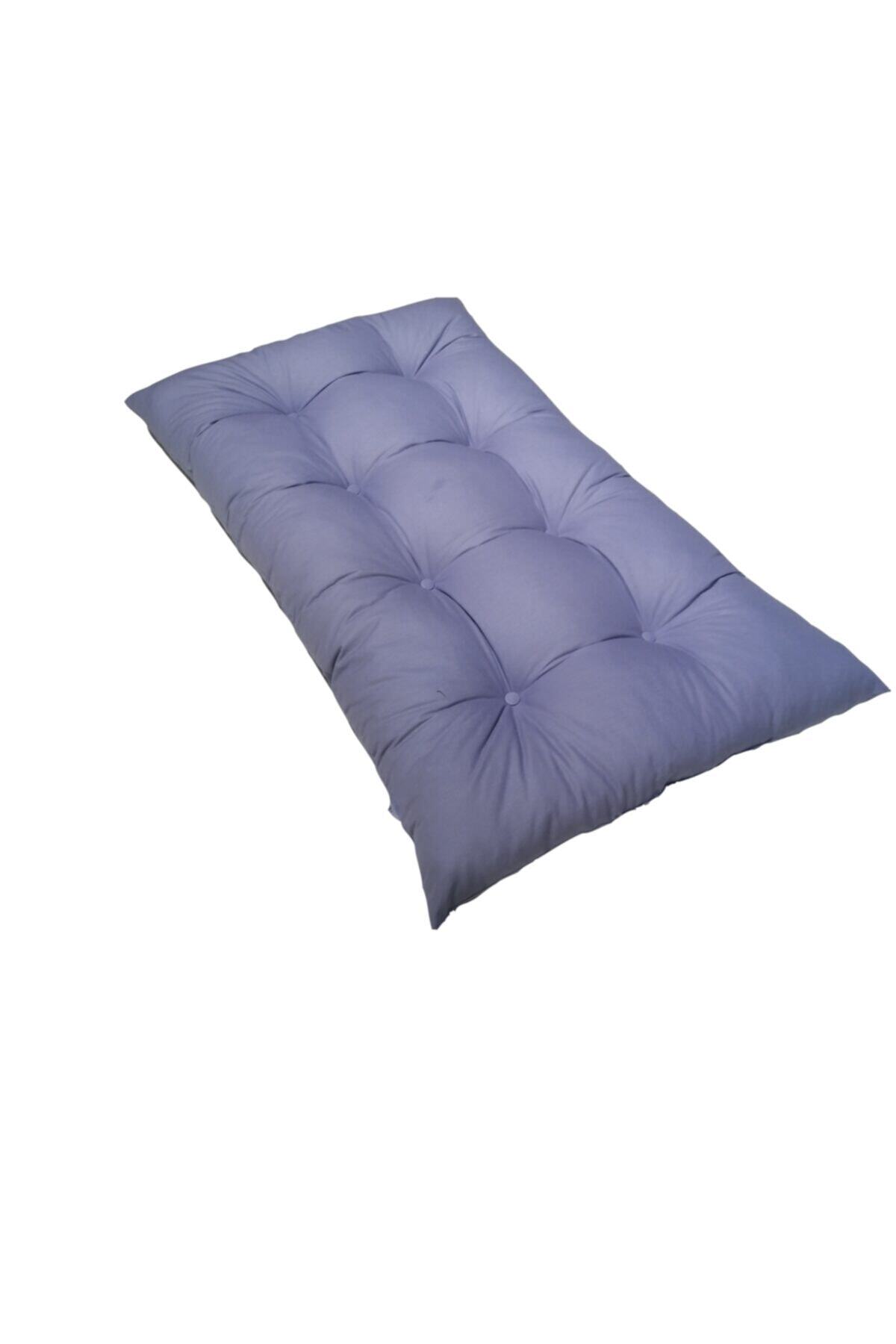 Mazi Home Yer Minderi 100 Cm X 60 cm Açık Gri Minder Düğmeli