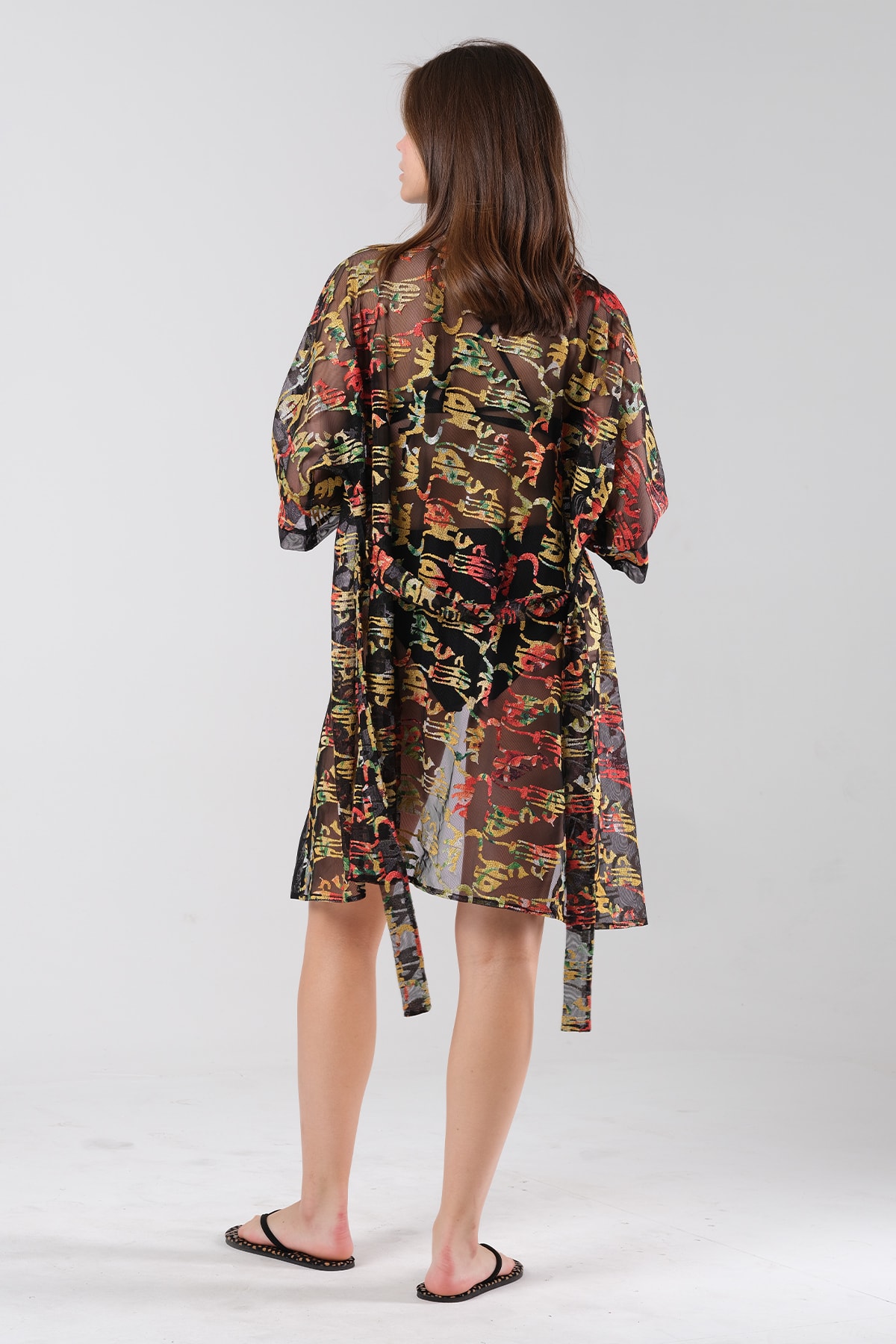 VALERIA Polyester Nakışlı Amor Kimono