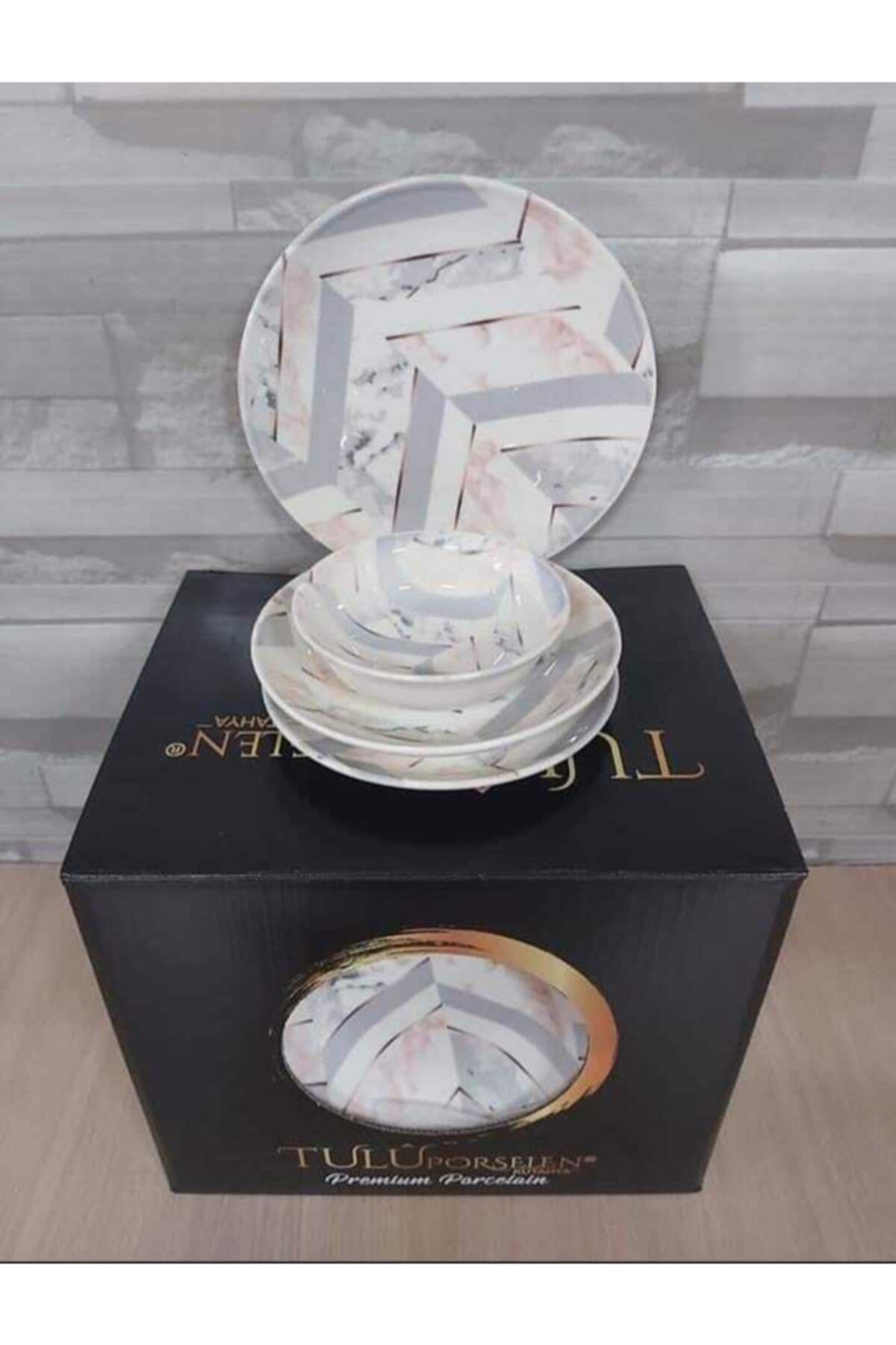 Tulü Porselen 24 Parça 6 Kişilik Yemek Takımı