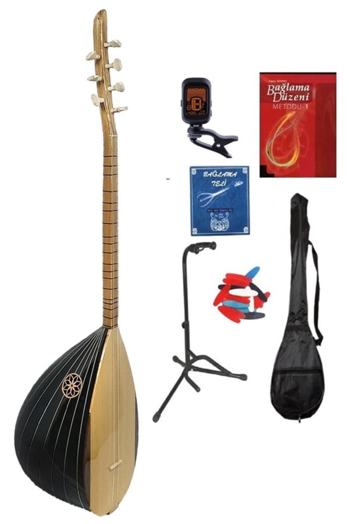 MÜZİKHAL TİCARET Dut Ağacı Filetolu Uzun Sap Bağlama Jak Girişli Full Set