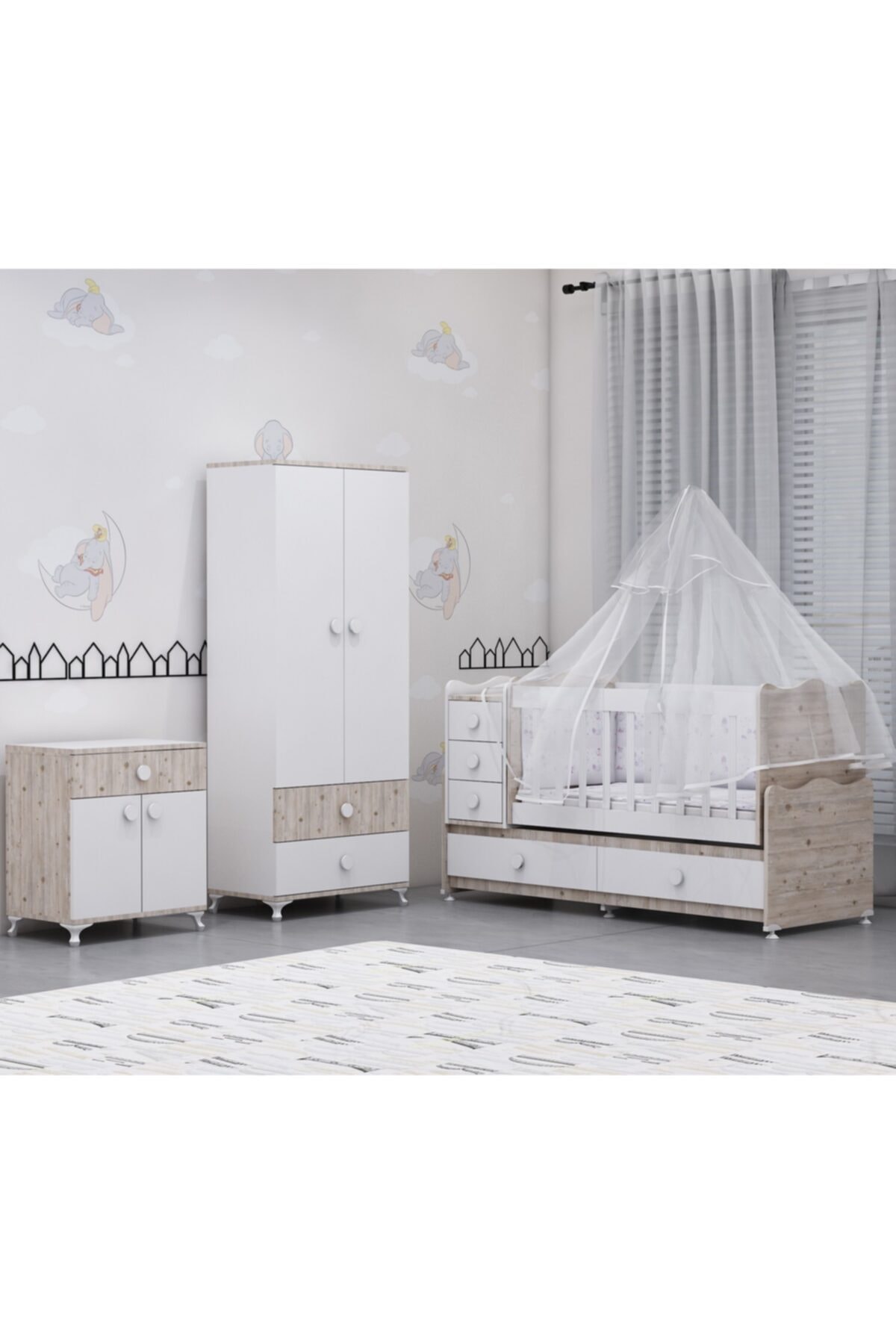 Garaj Home Melina Damla 2li Bebek Odası Takımı Yatak Ve Uyku Seti Kombinli Uyku Seti Krem