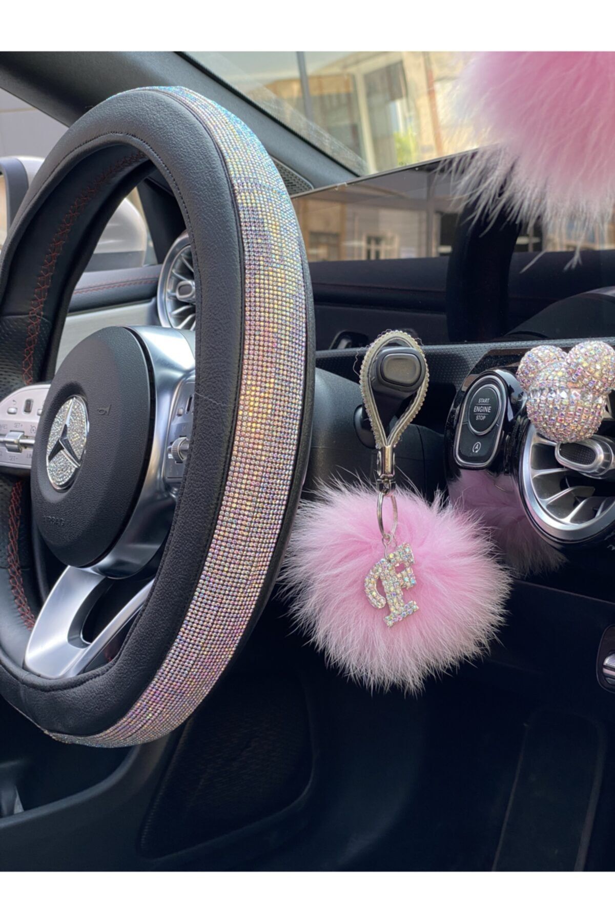 TASARIM ARABAM ATİKE ELİF AKIN Yaldızlı Rengi Swarovski Taşlı Araba Direksiyon Kılıfı