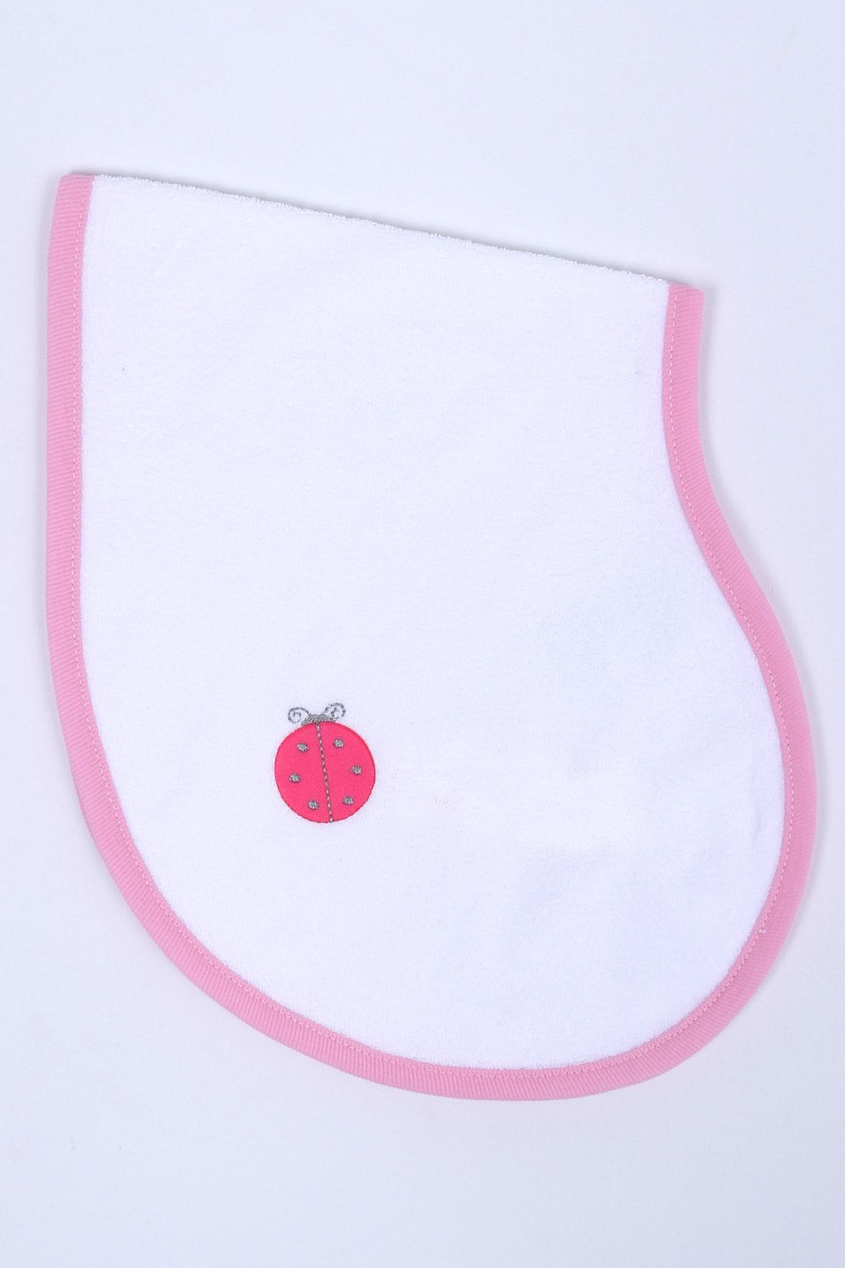Cansın Mini Kız Bebek Beyaz Uğur Böcekli Omuz Örtüsü Bebek Önlüğü 0829b