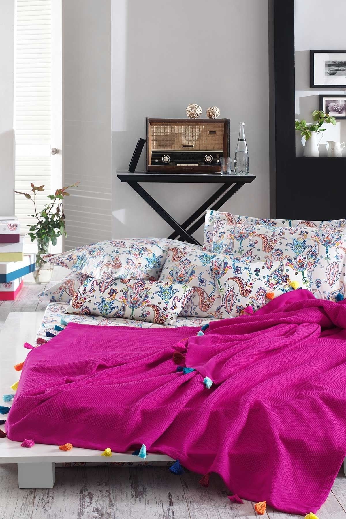 İyi Geceler İstanbul Up Style Tek Kişilik Pike Takımı Fuşya