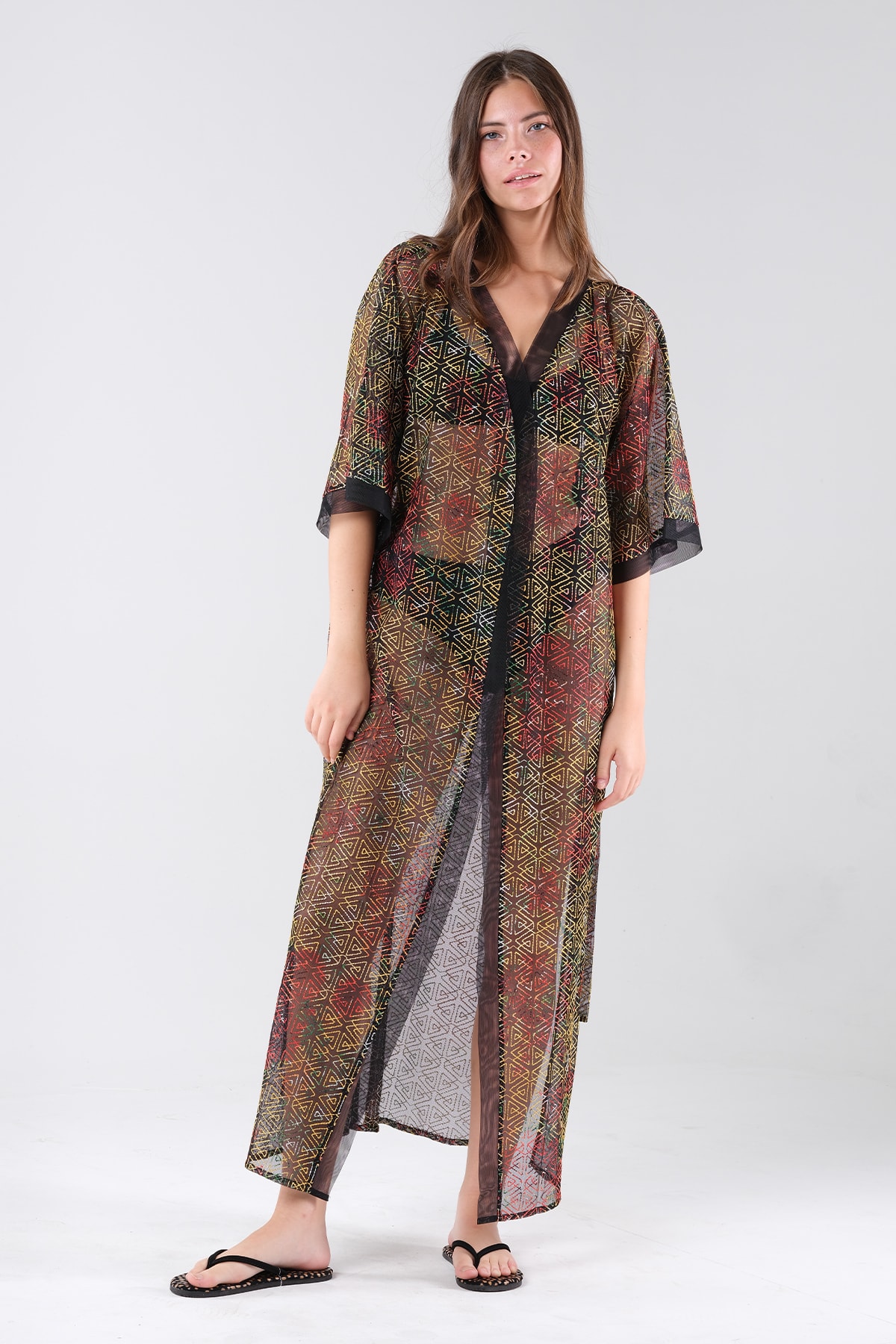 VALERIA Polyester Nakışlı Simal Kimono